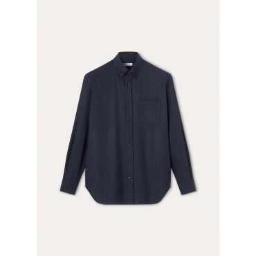 Loro Piana - Elia Button Down Shirt Gok Rain, Man, Blue Navy, Size: 40