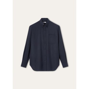 Loro Piana - Elia Button Down Shirt Gok Rain, Man, Blue Navy, Size: 40