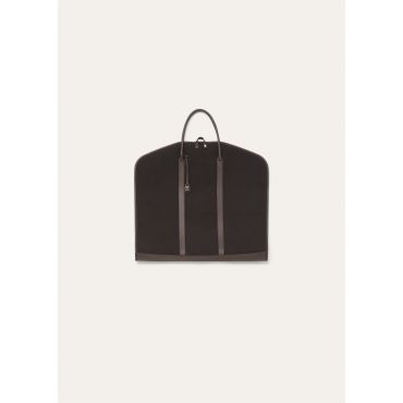 Loro Piana - Guardaroba Garment Bag Linen/rounded Leather, Man, Dark Chocolate Licorice/Antique Silver, Size: NR