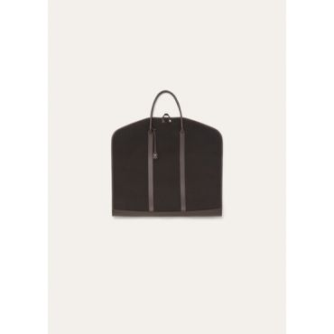 Loro Piana - Guardaroba Garment Bag Linen/rounded Leather, Man, Dark Chocolate Licorice/Antique Silver, Size: NR