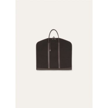 Loro Piana - Guardaroba Garment Bag Linen/rounded Leather, Man, Dark Chocolate Licorice/Antique Silver, Size: NR