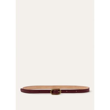 Loro Piana - Guilloche Buckle Belt 1.8 Rounded Lth, Woman, Oxblood/Gold Finishing, Size: 70