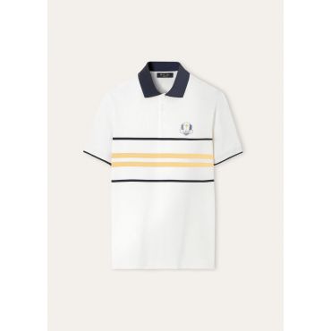 Loro Piana - Polo Rc Replica Technical Pique Stripes, Man, White Fancy, Size: XXL