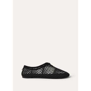 Loro Piana - Floaty Flat Lurex Mesh & Velvet Suede, Woman, Black, Size: 40,5