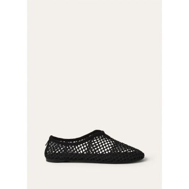 Loro Piana - Floaty Flat Lurex Mesh & Velvet Suede, Woman, Black, Size: 40,5