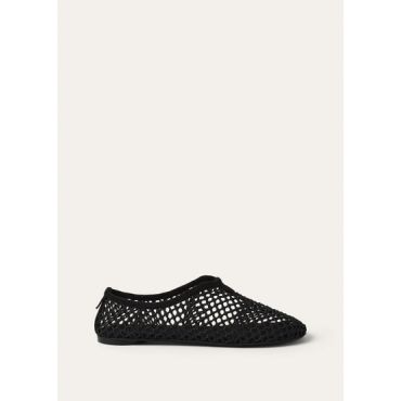 Loro Piana - Floaty Flat Lurex Mesh & Velvet Suede, Woman, Black, Size: 40,5
