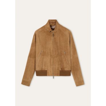 Loro Piana - Novak Bomber Plume Suede, Man, Natural Dark Vicuna, Size: 56