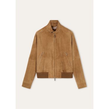 Loro Piana - Novak Bomber Plume Suede, Man, Natural Dark Vicuna, Size: 56
