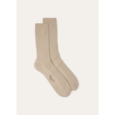 Loro Piana - Cashmere Socks Baby Cash Gg 12, Man, Natural Melange, Size: XL