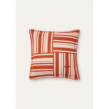 Loro Piana - Square Cushion Woven Stripe Intarsia Wool Cash, Piment Doux/Powder Rose, Size: NR