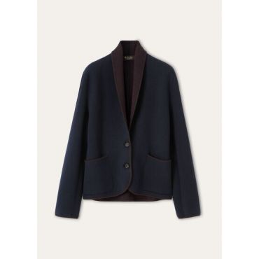Loro Piana - Double Royal Lightness Jacket Wool Silk Gg 14, Woman, Blue Navy/Vin Chaud, Size: 38