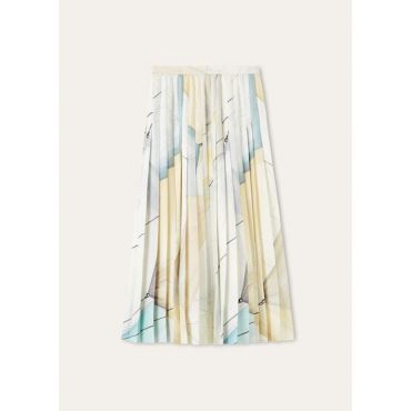 Loro Piana - Clea Midi Skirt Libeccio - Twill Midi Skirt, Woman, Ivory/Sky, Size: 44