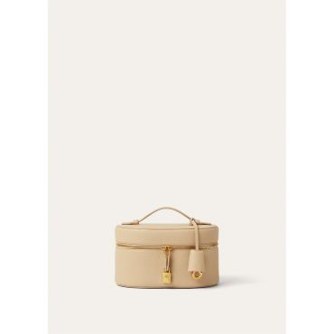Loro Piana - Extra Vanity Case Fine Grained Leather, Woman, Ancient Sandstone/Sun Gold, Size: NR