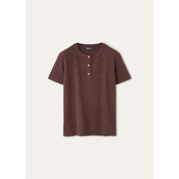 Loro Piana - Gargano Serafino T-shirt Dublon, Woman, Very Dark Bordeaux, Size: 44