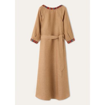 Loro Piana - Mina Embroidered Dress Solaire, Woman, Prickly Pear Oil, Size: 38