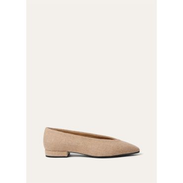 Loro Piana - Rebecca Ballet Flat, Woman, Light Brown/White Herringbone, Size: 38