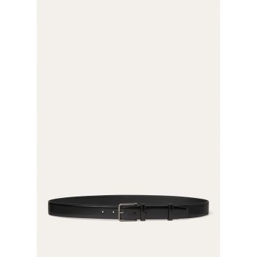 Loro Piana - Mayfair 32 Mm Rounded Satin Leather, Man, Black/Light Onyx, Size: 105