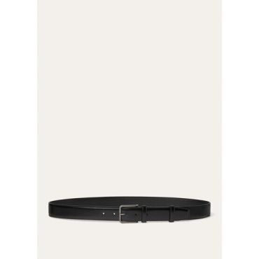 Loro Piana - Mayfair 32 Mm Rounded Satin Leather, Man, Black/Light Onyx, Size: 105