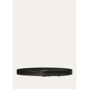 Loro Piana - Mayfair 32 Mm Rounded Satin Leather, Man, Black/Light Onyx, Size: 105