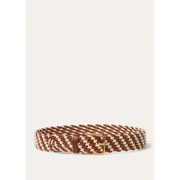 Loro Piana - Weaving Waist Belt Cord/woven Leather, Woman, Cocoa Bean/Natural/Sun Gold, Size: S