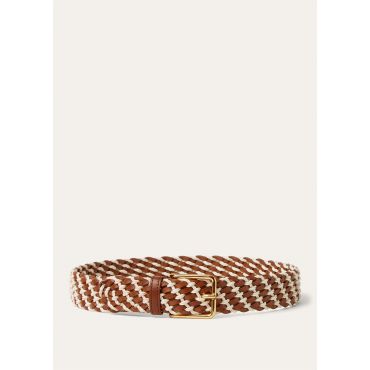 Loro Piana - Weaving Waist Belt Cord/woven Leather, Woman, Cocoa Bean/Natural/Sun Gold, Size: S