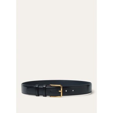 Loro Piana - Mayfair Belt 32 Mm Rounded Satin Leather, Woman, Blue Navy/Sun Gold, Size: M