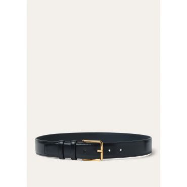 Loro Piana - Mayfair Belt 32 Mm Rounded Satin Leather, Woman, Blue Navy/Sun Gold, Size: M