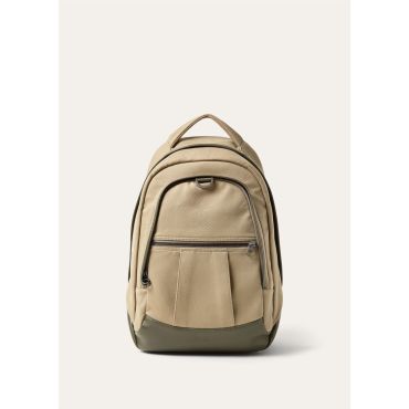 Loro Piana - Pioneer Backpack Medium Cover Cotton Rain/rnd Lth, Man, Bamboo Parer/Sicilian Capers/Onyx, Size: NR