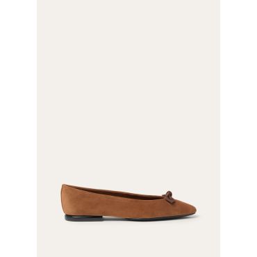 Loro Piana - Primula Bow Ballerina Suede Cashmere, Woman, Tart, Size: 37,5