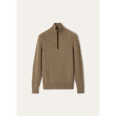 Loro Piana - Mezzocollo Baby Cash Light Treccia, Man, Chia Beans, Size: 46