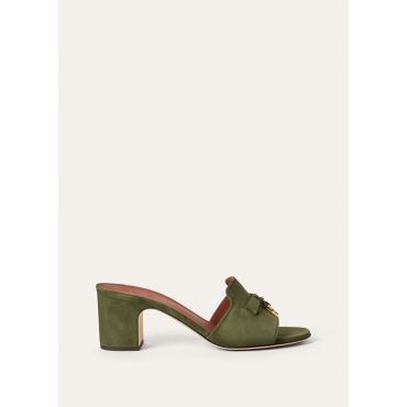 Loro Piana - Summer Charms Heeled Mule T55 Suede, Woman, Ribbon Green, Size: 36
