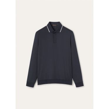 Loro Piana - Polo Ml Waitaki Jersey Lightest Wish, Man, Blue Navy, Size: XL
