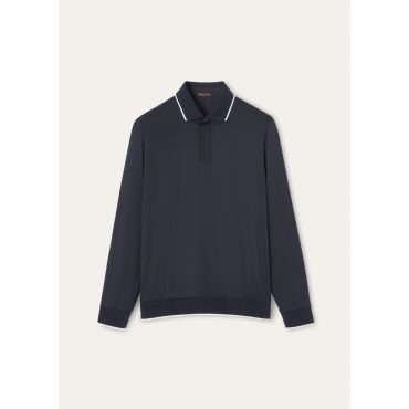 Loro Piana - Polo Ml Waitaki Jersey Lightest Wish, Man, Navy Blue, Size: XL