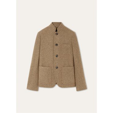 Loro Piana - Giacca Spagna Mini Light Cash Double, Woman, Wood Grain Melange, Size: 42