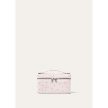 Loro Piana - Extra Pocket Mini Pouch Ostrich Saddle Finish, Woman, Whisper Pink/Antique Silver, Size: NR