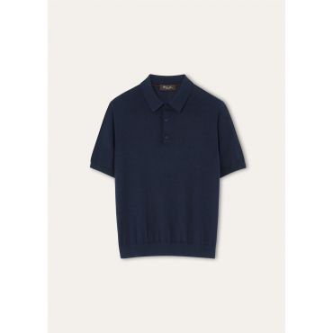Loro Piana - Sottile Polo Mc Wool Cash Silk Gg 18, Man, Blue Navy, Size: 50