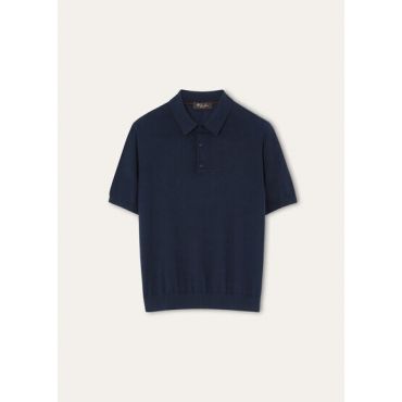Loro Piana - Sottile Polo Mc Wool Cash Silk Gg 18, Man, Blue Navy, Size: 50
