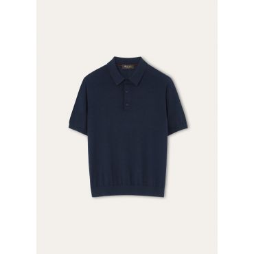 Loro Piana - Sottile Polo Mc Wool Cash Silk Gg 18, Man, Navy Blue, Size: 50