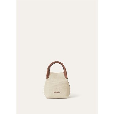 Loro Piana - Bale Micro Natural Canvas Rounded Leather, Woman, Natural/Caramel Sugar/Sun Gold, Size: NR