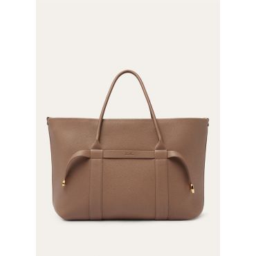 Loro Piana - Ghiera Shopper Large Fine Grained Leather, Woman, Fossil/Sun Gold, Size: NR