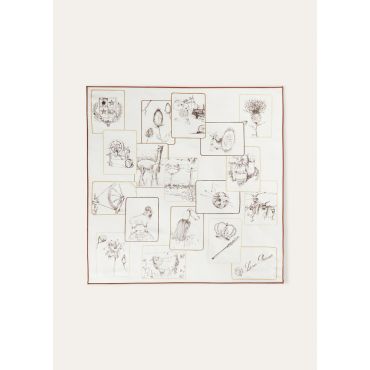 Loro Piana - Foulard Lp Elements Silk, Woman, White/Dark Brown/Kummel, Size: NR