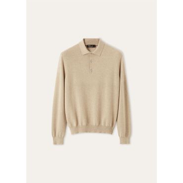 Loro Piana - Classic Baby Cash Polo Gg 12, Man, Silver Birch, Size: 56