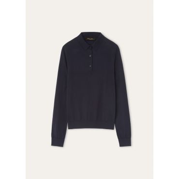 Loro Piana - Ice Wish Polo Cotton Gg 18, Woman, Navy Blue, Size: 42