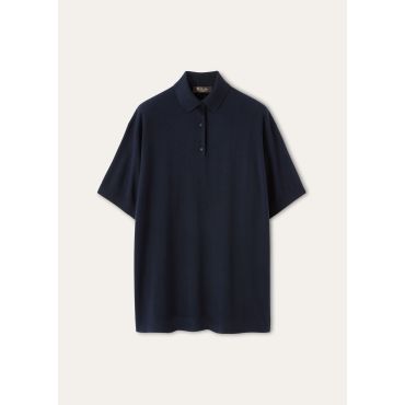 Loro Piana - Iconic Royal Lightness Ss Polo Wool Silk Gg 18, Woman, Blue Navy, Size: 40