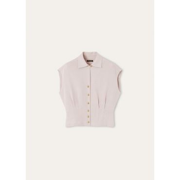 Loro Piana - Evangeline Ss Shirt Summer Linen Crepe, Woman, Graysh Lavender, Size: 40