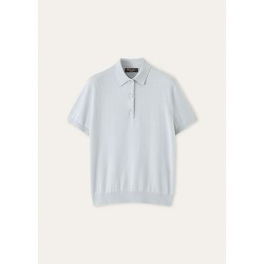Loro Piana - Ice Wish Ss Polo Cotton Gg 18, Woman, Niagara Water, Size: 44