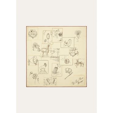 Loro Piana - Loro Piana Heritage Foulard 60 Silk Twill, Woman, Pale Yellow/Dark Brown/Kummel, Size: NR