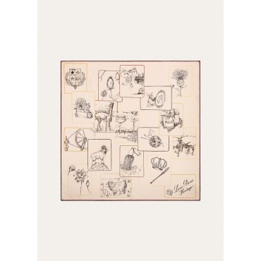 Loro Piana - Loro Piana Heritage Foulard 60 Silk Twill, Woman, Pink Flamingo/Dark Brown/Kummel, Size: NR