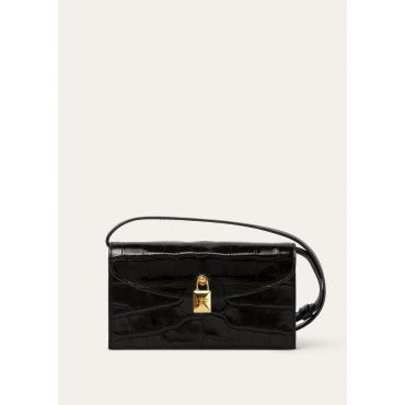 Loro Piana - Extra Pochette Glazed Alligator, Woman, Black/Sun Gold, Size: NR
