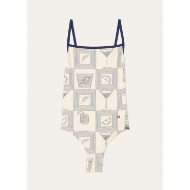Loro Piana - One Piece Squared Loro Piana Aperitivo, Woman, Ivory/Blue Halite, Size: 40
